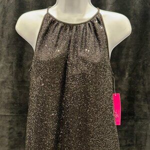 Carmen Marc Valvo Black Sequin Cocktail Dress, NWT, size 6